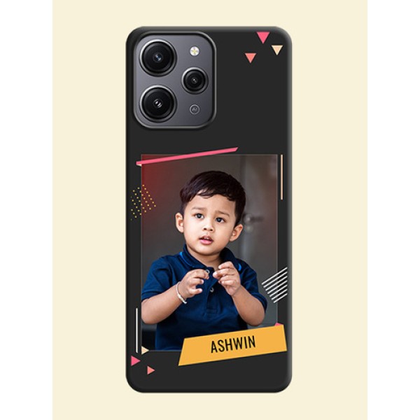 Photo Frame with Triangle Small Dots - Photo on Space Black Soft Matte Back Cover - Redmi 12 4G Photo Frame with Triangle Small Dots - Photo on Space Black Soft Matte Back Cover - Redmi 12 4G