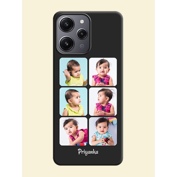 Floral Art with 6 Image Holder - Photo on Space Black Soft Matte Mobile Case - Redmi 12 4G Floral Art with 6 Image Holder - Photo on Space Black Soft Matte Mobile Case - Redmi 12 4G