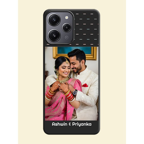 Line Pattern Design with Text on Space Black Custom Soft Matte Phone Back Cover - Redmi 12 4G Line Pattern Design with Text on Space Black Custom Soft Matte Phone Back Cover - Redmi 12 4G