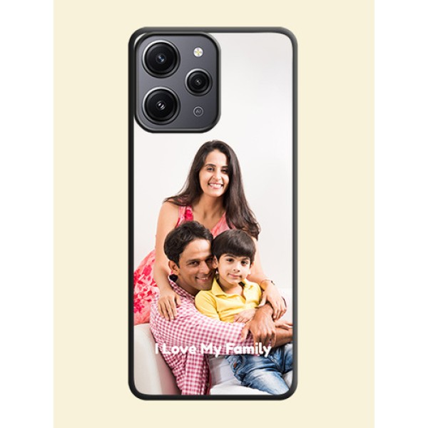 Full Single Pic Upload With Text On Space Black Personalized Soft Matte Phone Covers - Redmi 12 4G Full Single Pic Upload With Text On Space Black Personalized Soft Matte Phone Covers - Redmi 12 4G