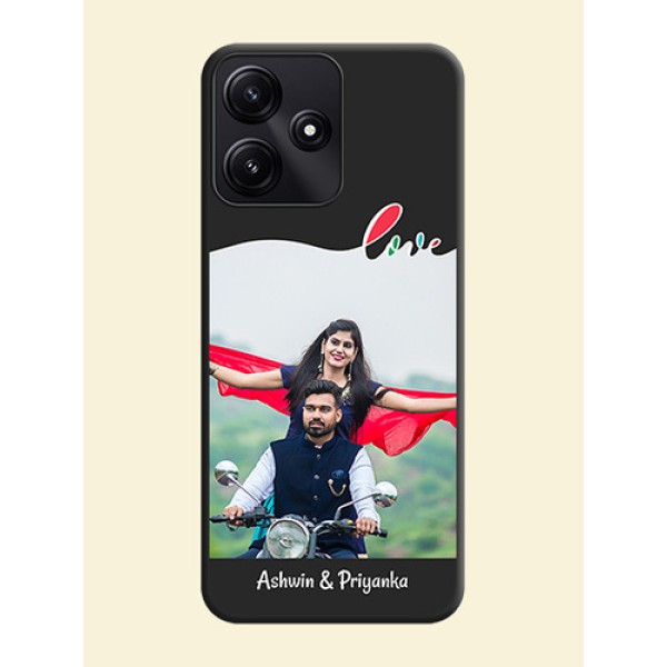 Fall in Love Pattern with Picture - Photo on Space Black Soft Matte Mobile Case - Redmi 12 5G Fall in Love Pattern with Picture - Photo on Space Black Soft Matte Mobile Case - Redmi 12 5G
