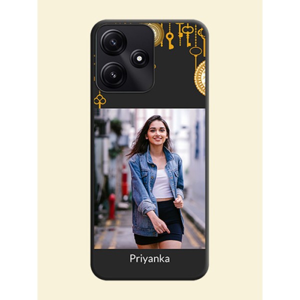 Decorative Design with Text on Space Black Custom Soft Matte Back Cover - Redmi 12 5G Decorative Design with Text on Space Black Custom Soft Matte Back Cover - Redmi 12 5G
