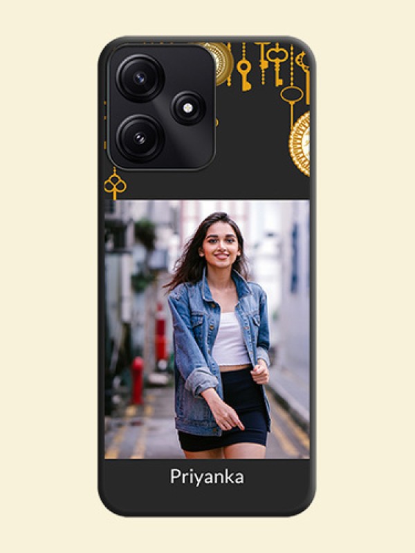 Decorative Design with Text on Space Black Custom Soft Matte Back Cover - Redmi 12 5G