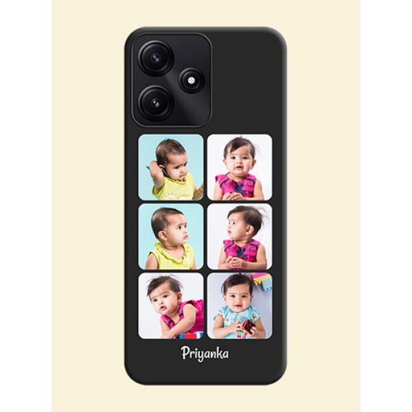 Floral Art with 6 Image Holder - Photo on Space Black Soft Matte Mobile Case - Redmi 12 5G Floral Art with 6 Image Holder - Photo on Space Black Soft Matte Mobile Case - Redmi 12 5G