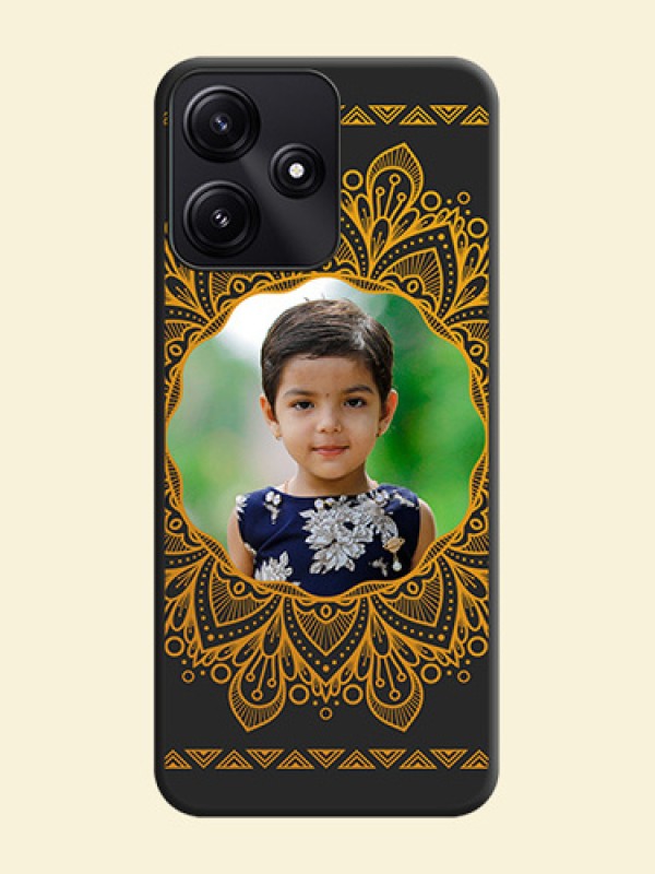 Round Image with Floral Design - Photo on Space Black Soft Matte Mobile Cover - Redmi 12 5G