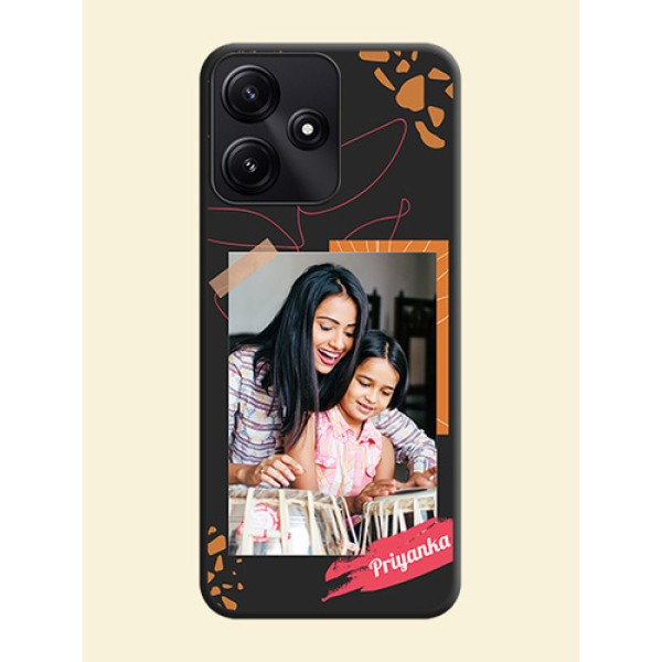 Orange Photo Frame on Space Black Custom Soft Matte Phone Back Cover - Redmi 12 5G Orange Photo Frame on Space Black Custom Soft Matte Phone Back Cover - Redmi 12 5G