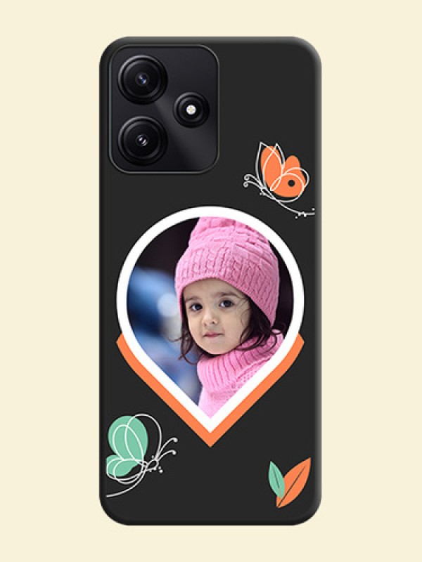 Upload Pic With Simple Butterly Design On Space Black Personalized Soft Matte Phone Covers - Redmi 12 5G