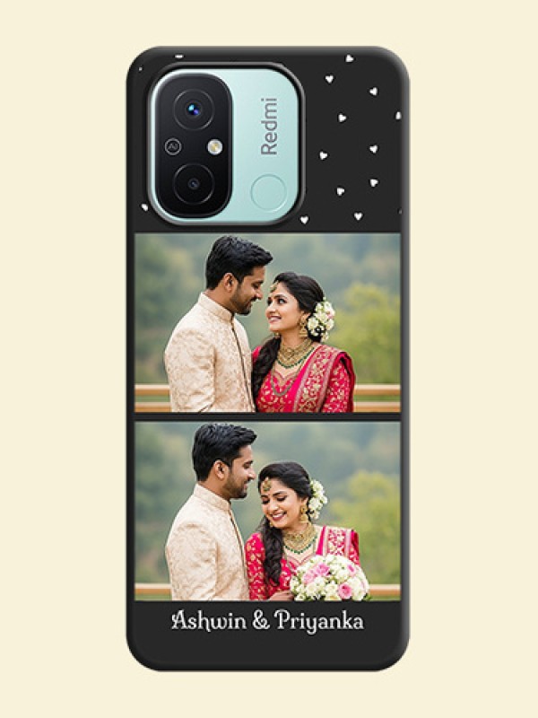 Miniature Love Symbols with Name on Space Black Custom Soft Matte Back Cover - Redmi 12c