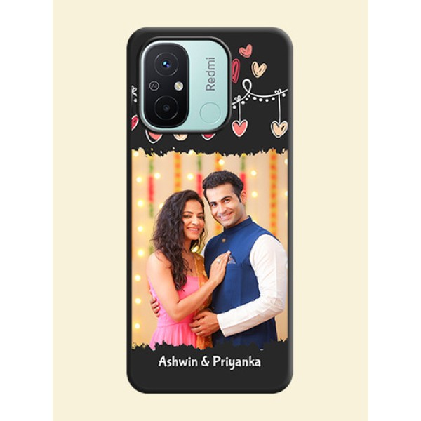Pink Love Hangings with Name on Space Black Custom Soft Matte Phone Cases - Redmi 12c Pink Love Hangings with Name on Space Black Custom Soft Matte Phone Cases - Redmi 12c