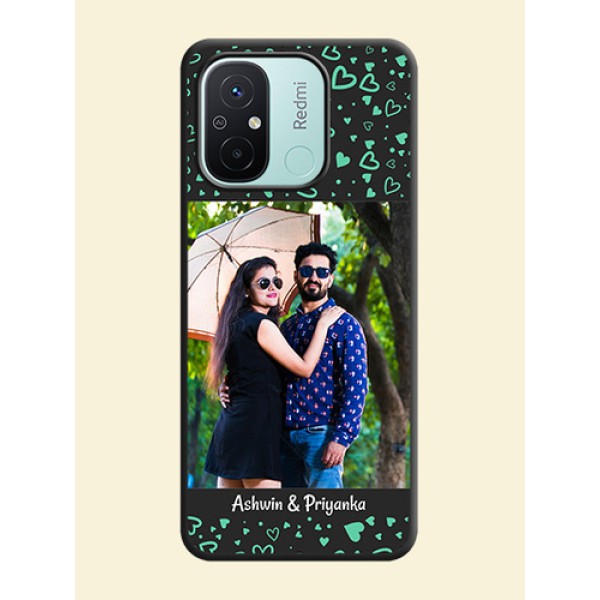 Sea Green Indefinite Love Pattern on Photo on Space Black Soft Matte Mobile Cover - Redmi 12c Sea Green Indefinite Love Pattern on Photo on Space Black Soft Matte Mobile Cover - Redmi 12c