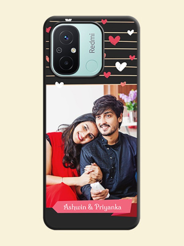 Love Pattern with Name on Pink Ribbon  on Photo on Space Black Soft Matte Back Cover - Redmi 12c