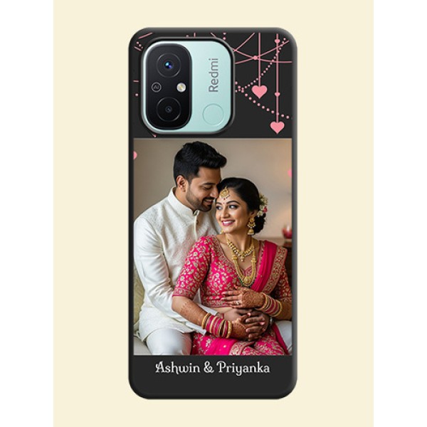 Pink Love Hangings with Text on Space Black Custom Soft Matte Back Cover - Redmi 12c Pink Love Hangings with Text on Space Black Custom Soft Matte Back Cover - Redmi 12c