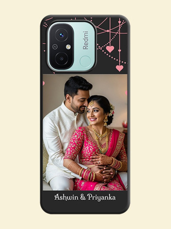 Pink Love Hangings with Text on Space Black Custom Soft Matte Back Cover - Redmi 12c