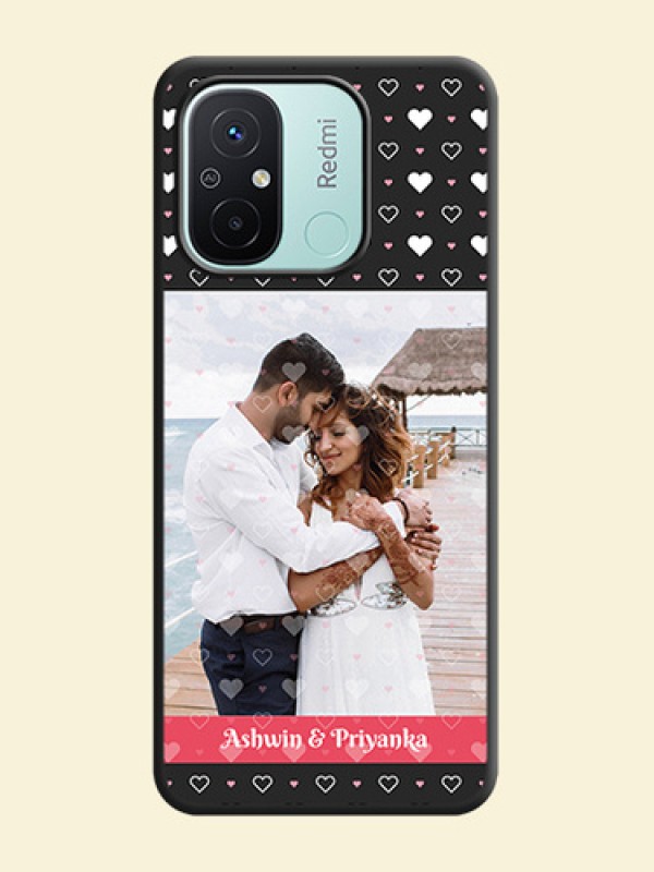 White Color Love Symbols with Text Design on Photo on Space Black Soft Matte Phone Cover - Redmi 12c
