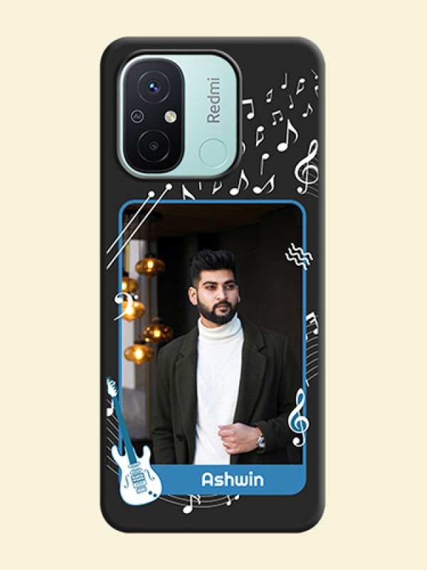 Musical Theme Design with Text on Photo on Space Black Soft Matte Mobile Case - Redmi 12c