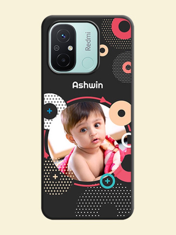 Multicoloured Round Image on Personalised Space Black Soft Matte Cases - Redmi 12c