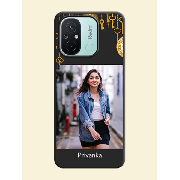 Decorative Design with Text on Space Black Custom Soft Matte Back Cover - Redmi 12c Decorative Design with Text on Space Black Custom Soft Matte Back Cover - Redmi 12c
