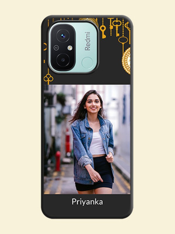 Decorative Design with Text on Space Black Custom Soft Matte Back Cover - Redmi 12c