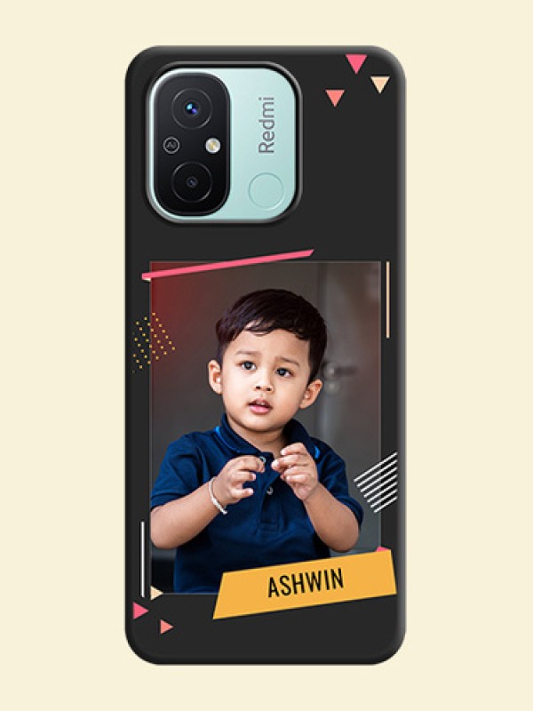 Photo Frame with Triangle Small Dots on Photo on Space Black Soft Matte Back Cover - Redmi 12c