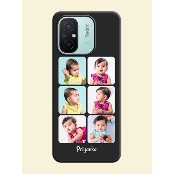 Floral Art with 6 Image Holder on Photo on Space Black Soft Matte Mobile Case - Redmi 12c