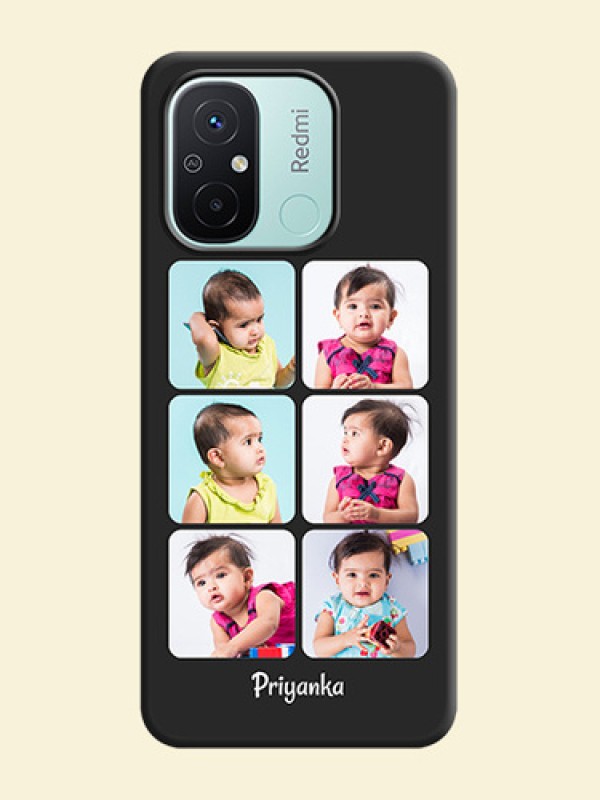 Floral Art with 6 Image Holder on Photo on Space Black Soft Matte Mobile Case - Redmi 12c