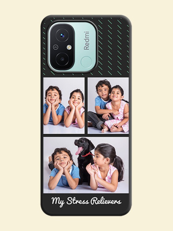 Cross Dotted Pattern with 2 Image Holder  on Personalised Space Black Soft Matte Cases - Redmi 12c