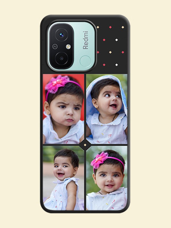Multicolor Dotted Pattern with 4 Image Holder on Space Black Custom Soft Matte Phone Cases - Redmi 12c