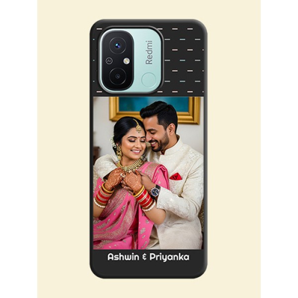 Line Pattern Design with Text on Space Black Custom Soft Matte Phone Back Cover - Redmi 12c Line Pattern Design with Text on Space Black Custom Soft Matte Phone Back Cover - Redmi 12c
