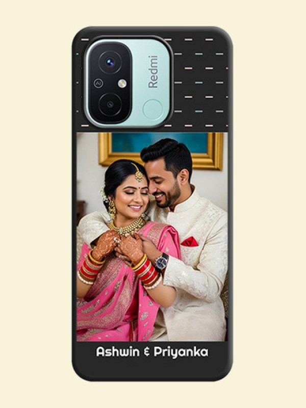 Line Pattern Design with Text on Space Black Custom Soft Matte Phone Back Cover - Redmi 12c