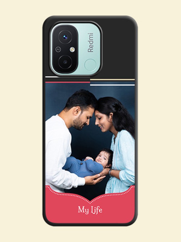 Classic Plain Design with Name on Photo on Space Black Soft Matte Phone Cover - Redmi 12c