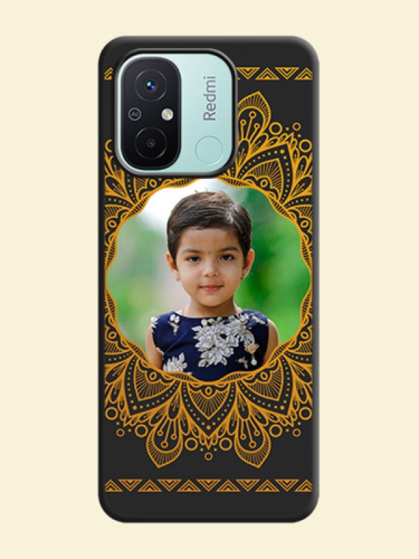 Round Image with Floral Design on Photo on Space Black Soft Matte Mobile Cover - Redmi 12c