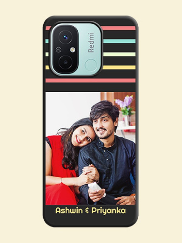 Color Stripes with Photo and Text on Photo on Space Black Soft Matte Mobile Case - Redmi 12c