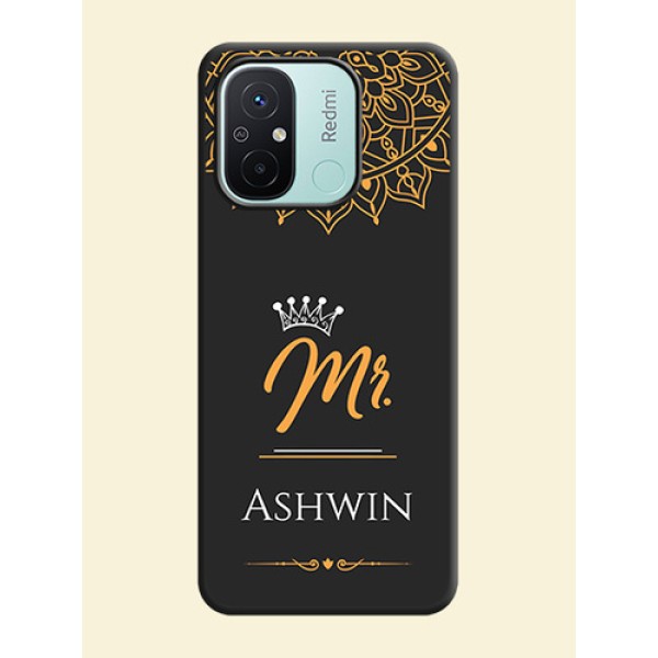 Mr Name with Floral Design on Personalised Space Black Soft Matte Cases - Redmi 12c Mr Name with Floral Design on Personalised Space Black Soft Matte Cases - Redmi 12c