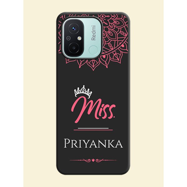 Mrs Name with Floral Design on Space Black Personalized Soft Matte Phone Covers - Redmi 12c Mrs Name with Floral Design on Space Black Personalized Soft Matte Phone Covers - Redmi 12c