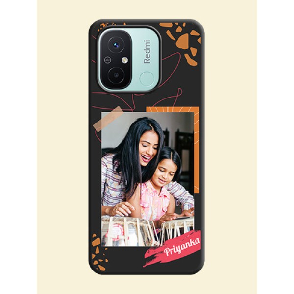 Orange Photo Frame on Space Black Custom Soft Matte Phone Back Cover - Redmi 12c Orange Photo Frame on Space Black Custom Soft Matte Phone Back Cover - Redmi 12c