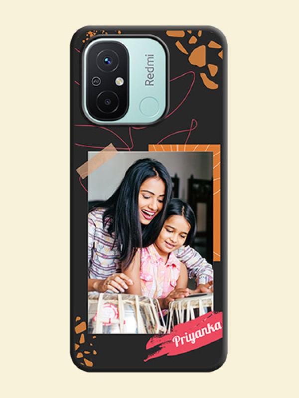 Orange Photo Frame on Space Black Custom Soft Matte Phone Back Cover - Redmi 12c