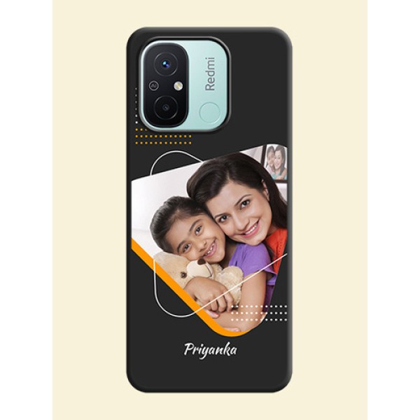 Yellow Triangle on Photo on Space Black Soft Matte Phone Cover - Redmi 12c Yellow Triangle on Photo on Space Black Soft Matte Phone Cover - Redmi 12c