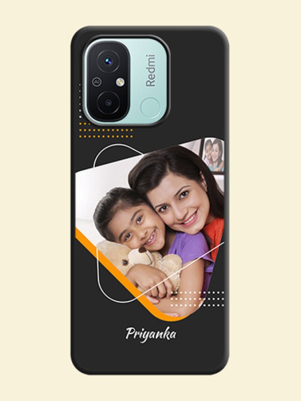 Yellow Triangle on Photo on Space Black Soft Matte Phone Cover - Redmi 12c