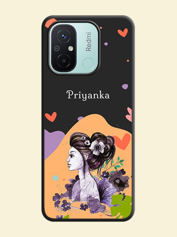 Namecase For Her With Fancy Lady Image On Space Black Personalized Soft Matte Phone Covers -Xiaomi Redmi 12C