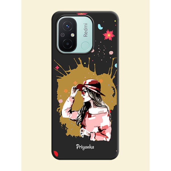 Mordern Lady With Color Splash Background With Custom Text On Space Black Personalized Soft Matte Phone Covers -Xiaomi Redmi 12C