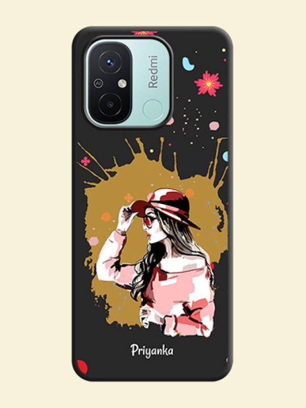 Mordern Lady With Color Splash Background With Custom Text On Space Black Personalized Soft Matte Phone Covers -Xiaomi Redmi 12C