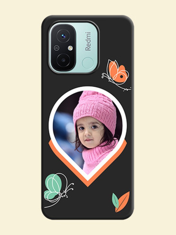 Upload Pic With Simple Butterly Design On Space Black Personalized Soft Matte Phone Covers -Xiaomi Redmi 12C