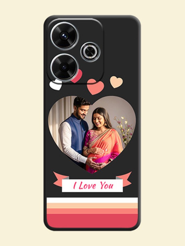 Love Shaped Photo with Colorful Stripes On Space Black Custom Soft Matte Mobile Back Cover - Xiaomi Redmi 13 5G