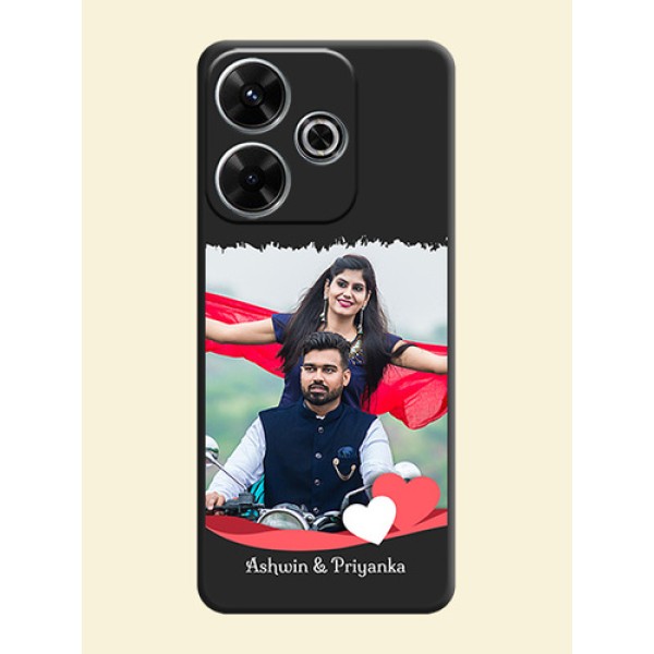 Pin Color Love Shaped Ribbon Design with Text On Space Black Custom Soft Matte Mobile Back Cover - Xiaomi Redmi 13 5G