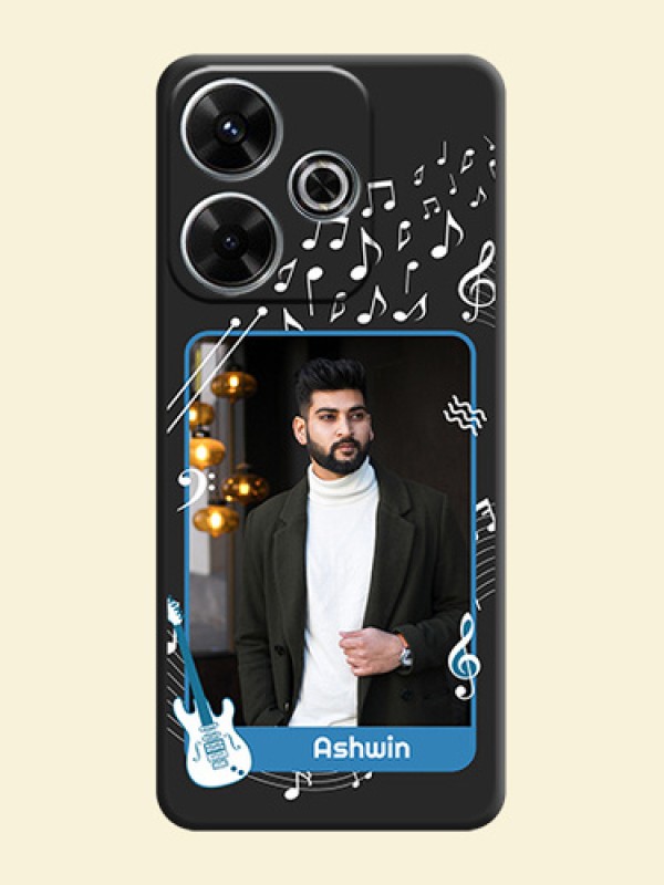 Musical Theme Design with Text on Photo On Space Black Custom Soft Matte Mobile Back Cover - Xiaomi Redmi 13 5G