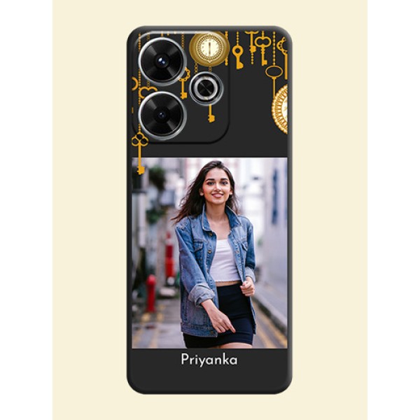 Decorative Design with Text On Space Black Custom Soft Matte Mobile Back Cover - Xiaomi Redmi 13 5G Decorative Design with Text On Space Black Custom Soft Matte Mobile Back Cover - Xiaomi Redmi 13 5G