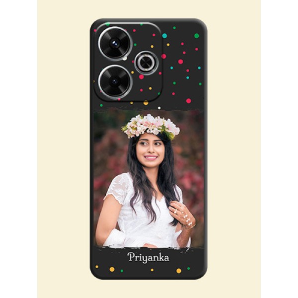 Multicolor Dotted Pattern with Text On Space Black Custom Soft Matte Mobile Back Cover - Xiaomi Redmi 13 5G Multicolor Dotted Pattern with Text On Space Black Custom Soft Matte Mobile Back Cover - Xiaomi Redmi 13 5G