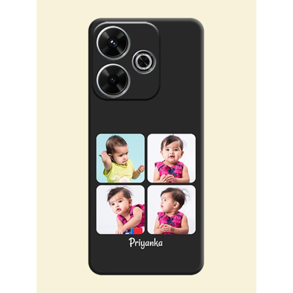 Floral Art with 6 Image Holder on Photo On Space Black Custom Soft Matte Mobile Back Cover - Xiaomi Redmi 13 5G Floral Art with 6 Image Holder on Photo On Space Black Custom Soft Matte Mobile Back Cover - Xiaomi Redmi 13 5G