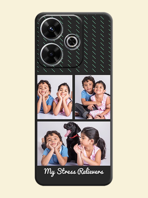 Cross Dotted Pattern with 2 Image Holder On Space Black Custom Soft Matte Mobile Back Cover - Xiaomi Redmi 13 5G