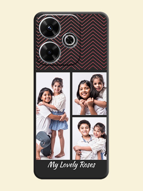 Wave Pattern with 3 Image Holder On Space Black Custom Soft Matte Mobile Back Cover - Xiaomi Redmi 13 5G
